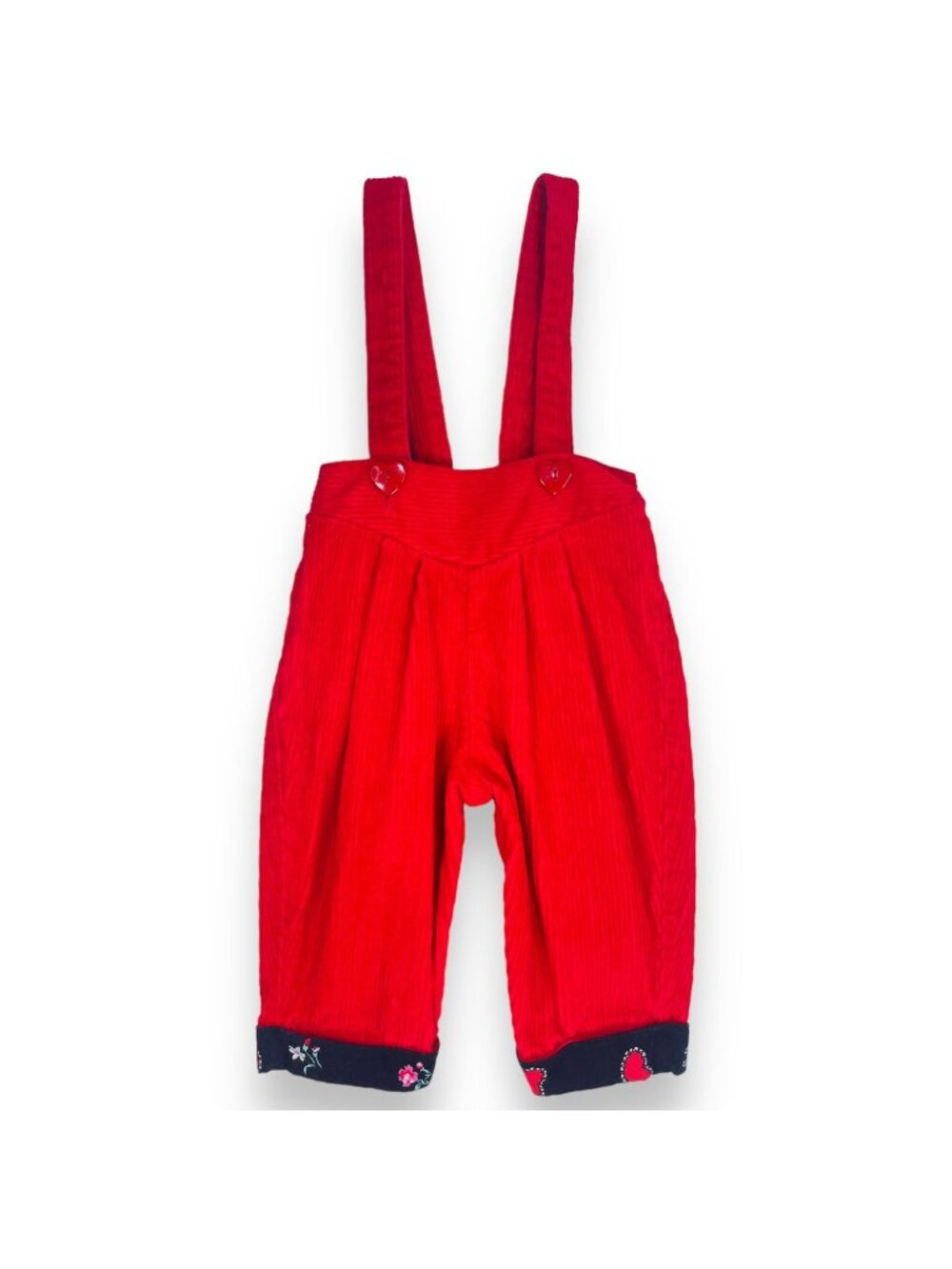 Vintage Baby Girls Red Cord Thick Waist Suspender Overalls Romper Outfit 12m